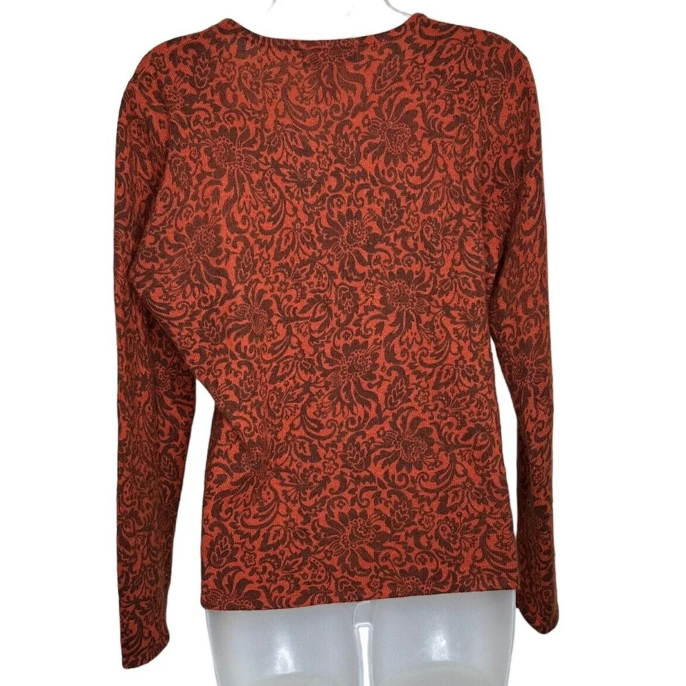 Vintage Jillian Jones Cardigan Sweater Womens Large Rust Brown‎ Paisley Buttons